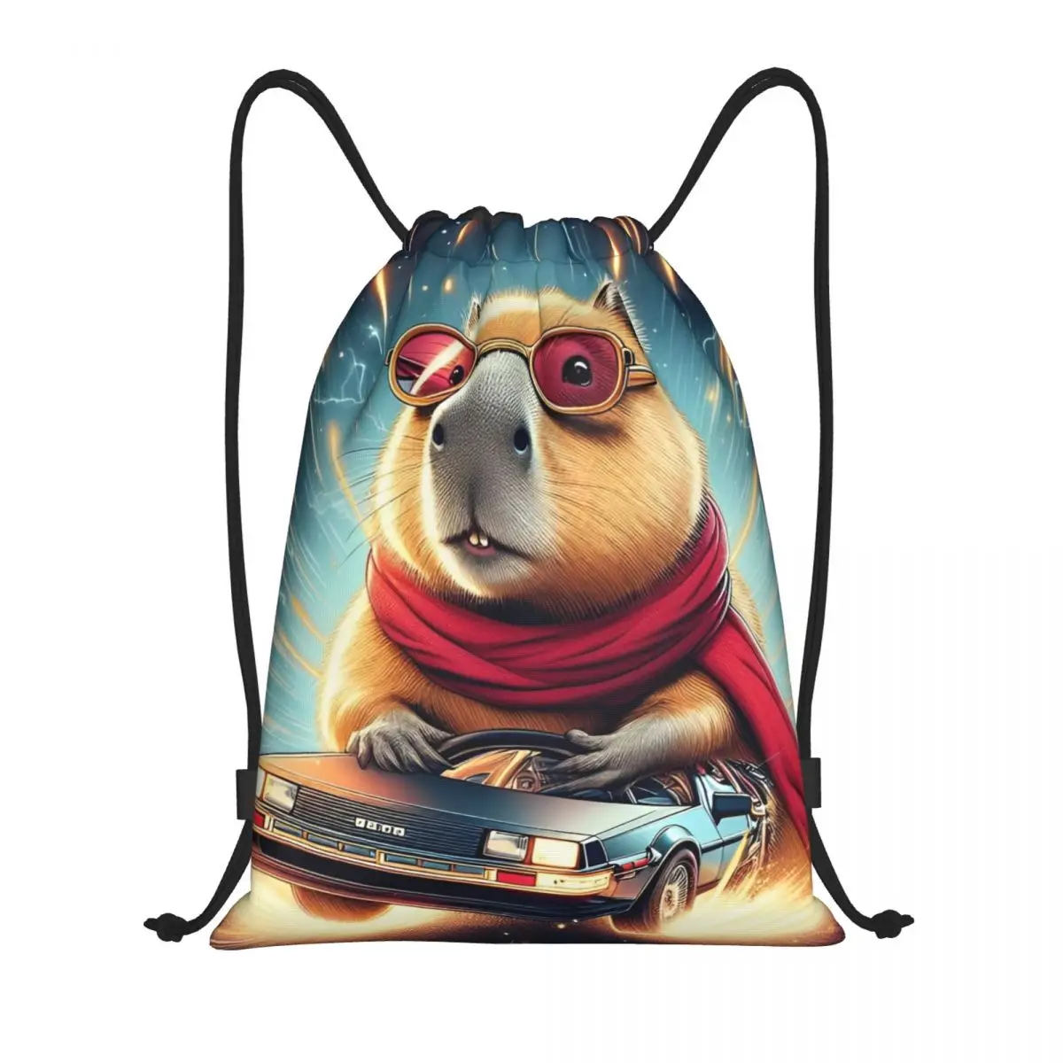 Cute Capybara Capibara Animal Drawstring Backpack Gym Sports Sackpack Water Resistant String Bag for Running