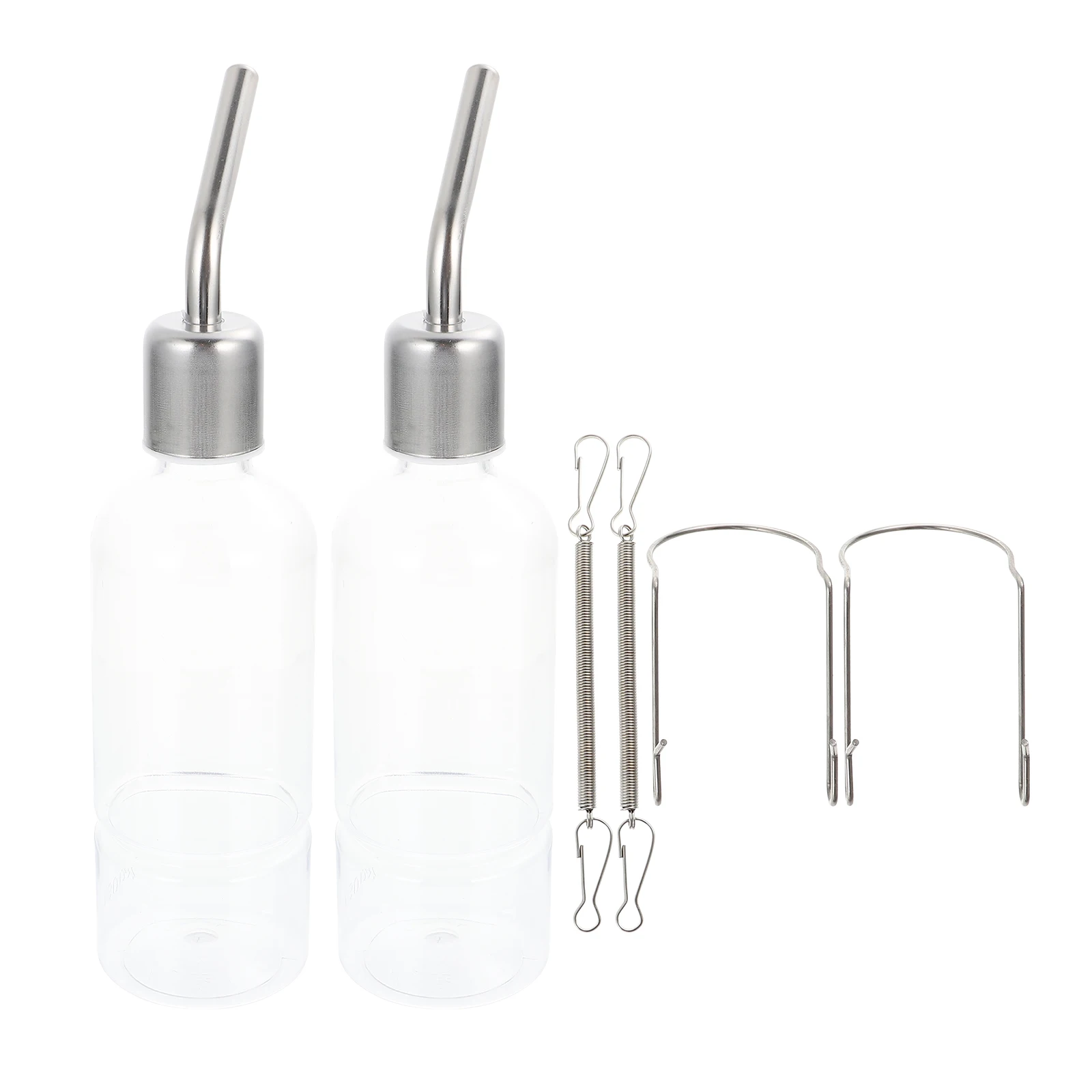 

2pcs Drinking Bottle Pet Water Dispenser Leak Proof Stainless Steel Plastic Cage Hanging for Guinea Pig Hamster