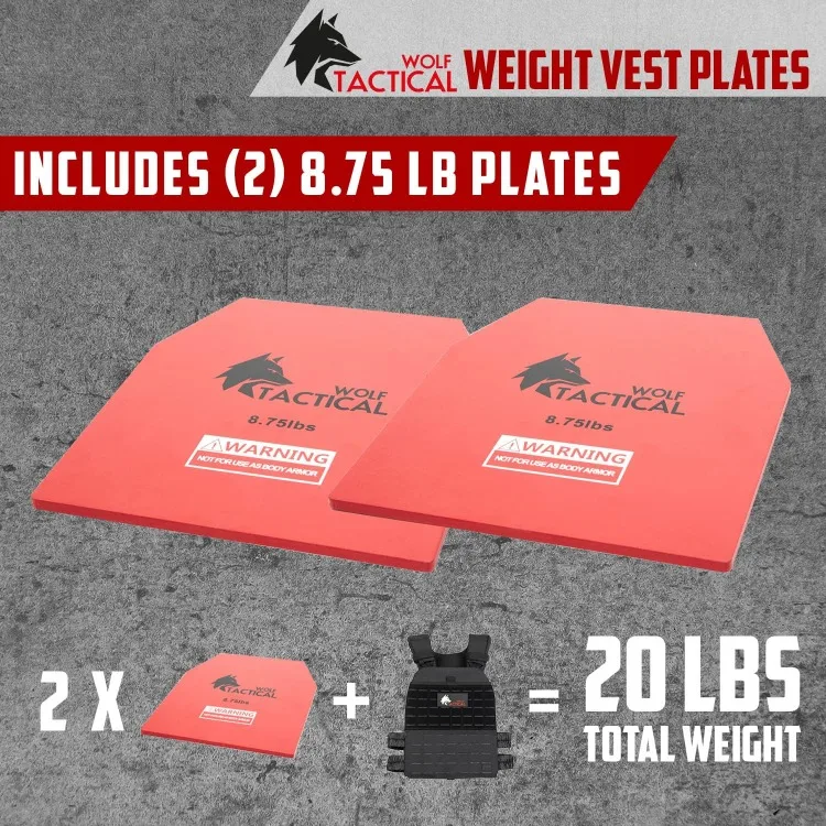 Placas de colete de peso - pares de 5,75/8,75/14,5/19,75LB - WODs, treinamento de força, corrida, treinos pesados