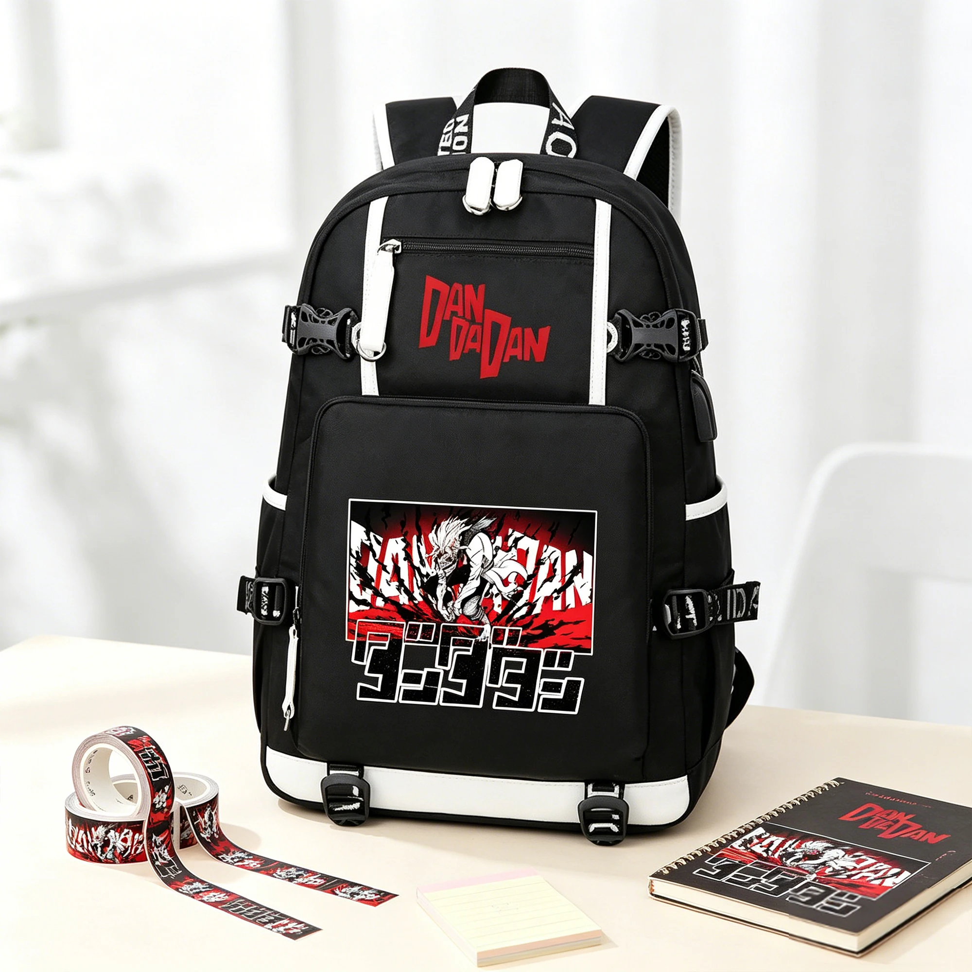 

Мультфильм DAN DA DAN Студенты Школьные сумки Мальчики Оксфорд Книжная сумка USB-зарядка Черный рюкзак Аниме Сумки на плечо Ноутбук Путешествия Рюкзак