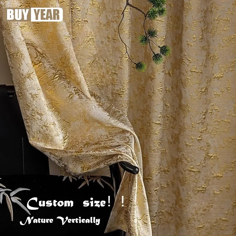 

Custom Size！！American Style High-end Woven Jacquard Blackout Nature Vertically Curtains for Living Dining Room Bedroom Decor