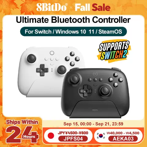 8Bitdo 스위치 2 컨트롤러 Ultimate Bluetooth 게임 패드 PC(Nintendo Switch 2 스위치 Windows 10 11 Steam용 충전 도크 포함)