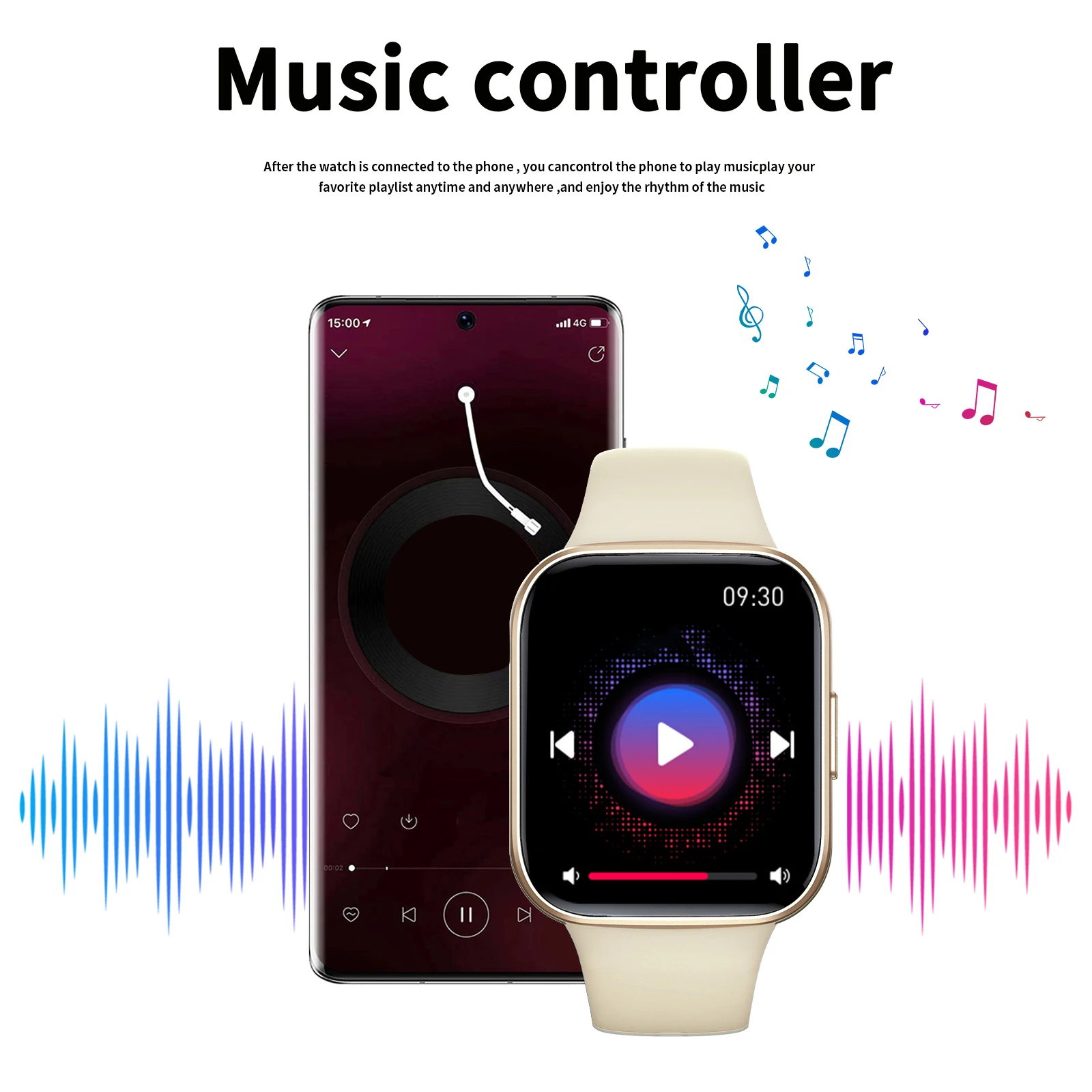 ساعة ذكية، مكالمات/قرص لاسلكي، لهواتف iPhone/Andriod، وضع رياضي متعدد، تذكير بالاتصال ورفض، تذكير عبر الرسائل القصيرة