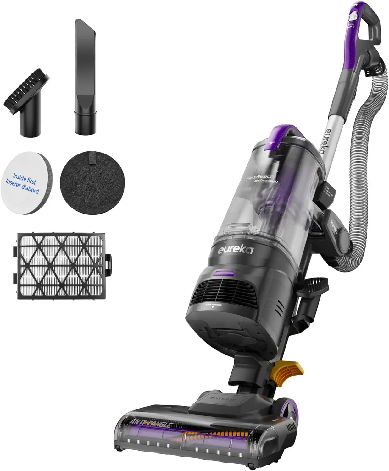Flexible Upright Vacuum Cleaner for Carpets & Hard Floors, Detachable Pod, Anti-Tangle Brushroll