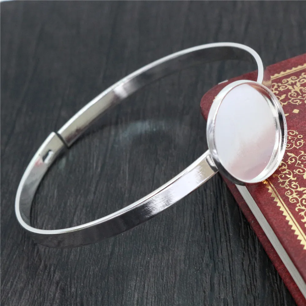 20mm 7 Colors Plated Plated Single Circle Bangle Settings Bracelet Cabochon Base Cameo Blank Bezel Tray High Quality Accessories