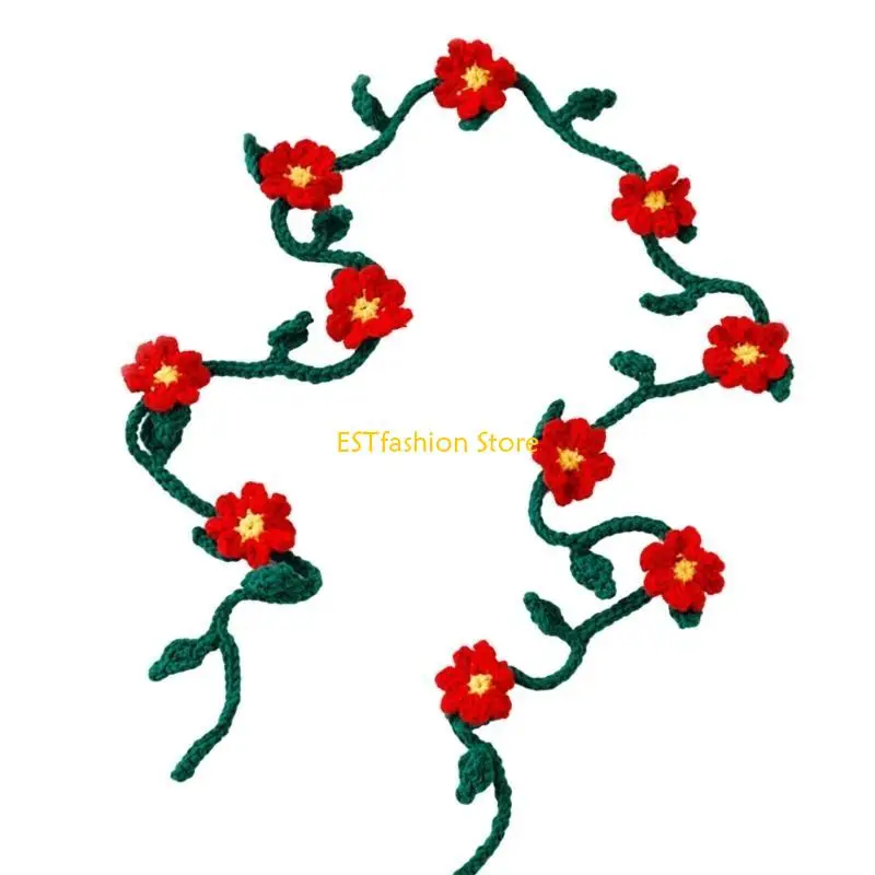 

Y5GC Элегантный тканый пояс с цветочным рисунком Удобный регулируемый женский пояс с цепочкой на талии