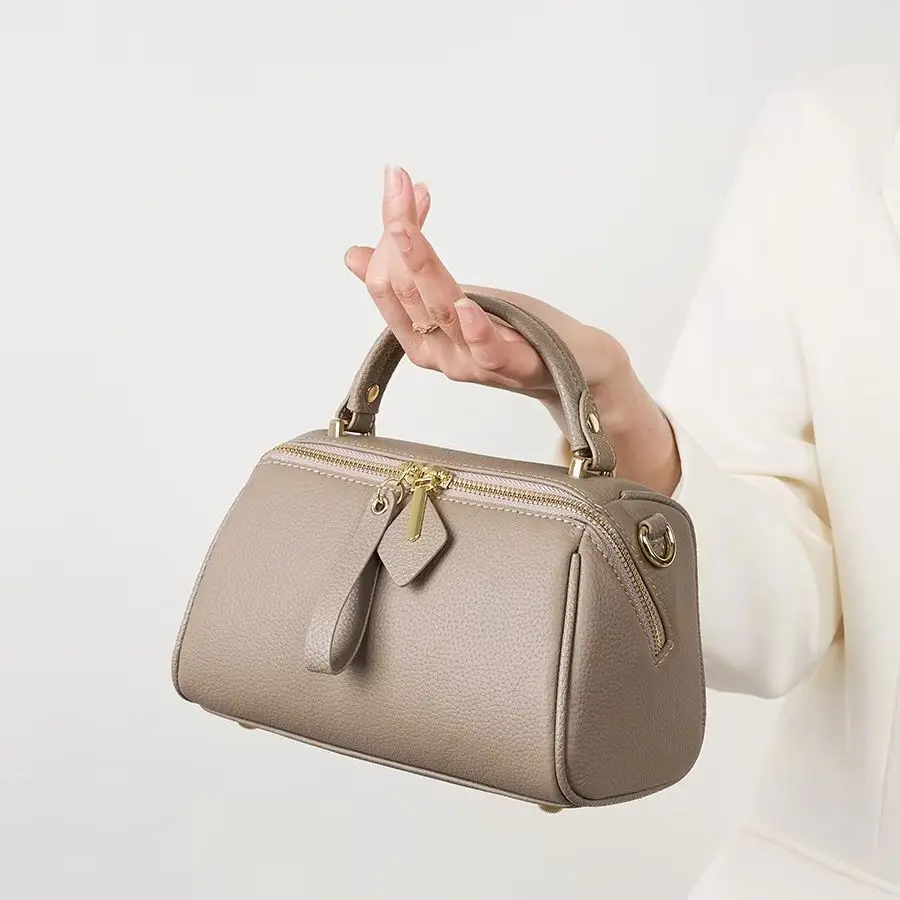Aidrani Premium Pebbled Leather Handbag - Elegant Compact Satchel, Versatile Portable Crossbody Purse for Daily Travel