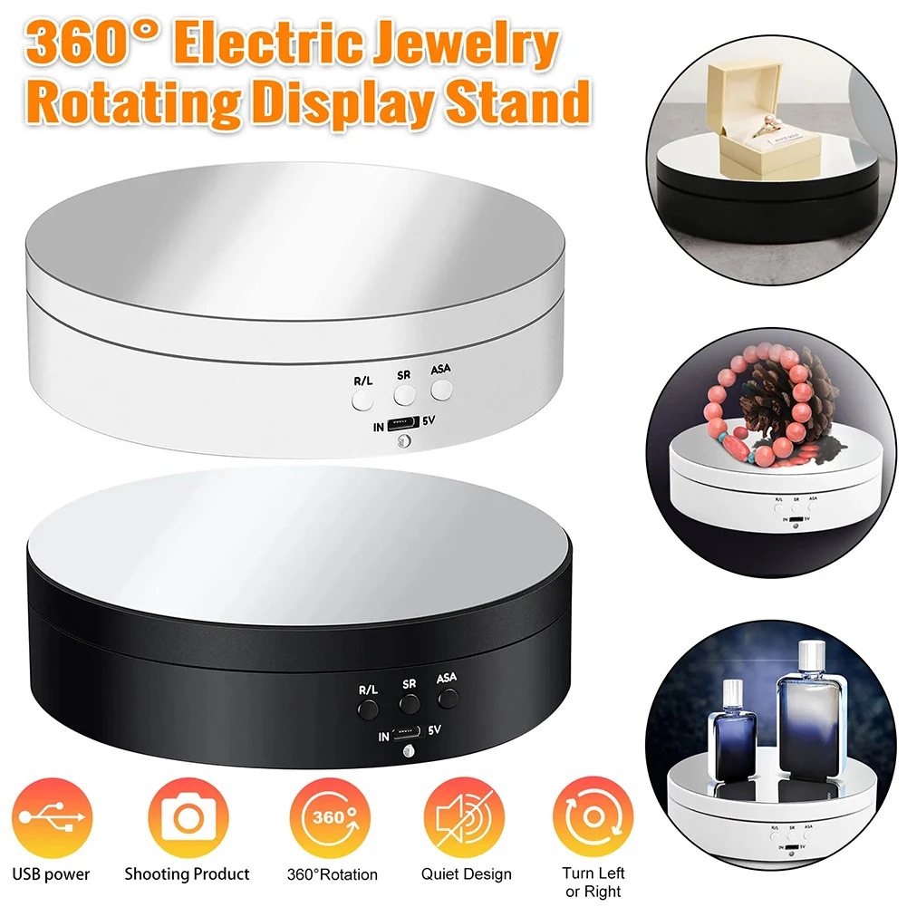 

360 Degree Electric Rotating Display Stand Turntable 3 Speeds With USB Cable Suitable For Photography Watches Models Display