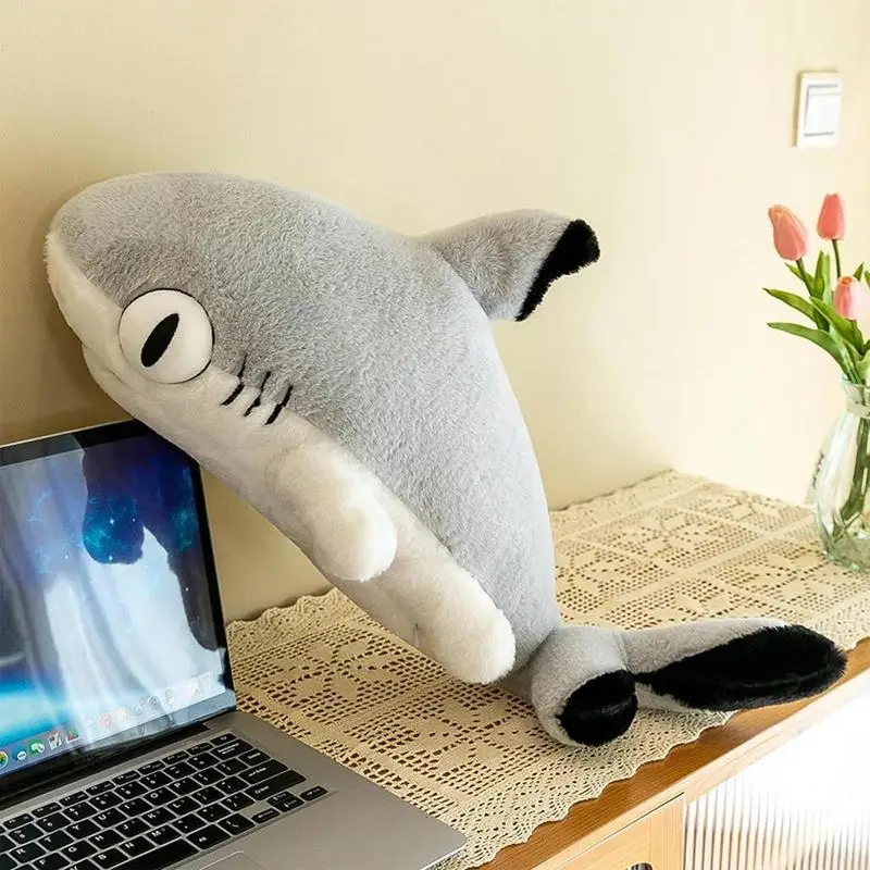 70cm Cute Shark Plush Toy Soft Stuffed Plushie Animal Huggable Reading Pillow Sofa Cushion Doll For kids Birthday Christmas Gift