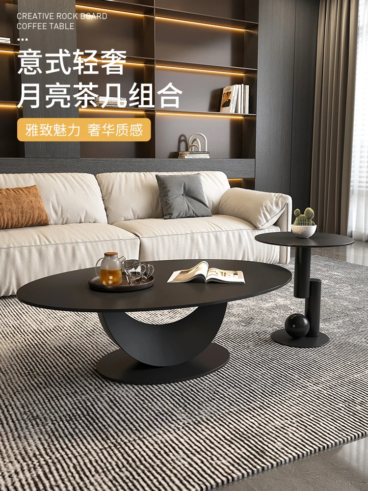 

Italian light luxury rock slab coffee table designer modern home living room small apartment minimalist creative side table