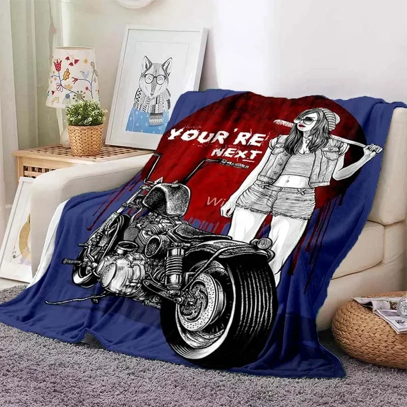 

Graphics Baby Blanket Retro Sticker Motorcycle Girl Soft Home Bedroom Bed Sofa Picnic Travel Office Cover Decor Throw Blankets