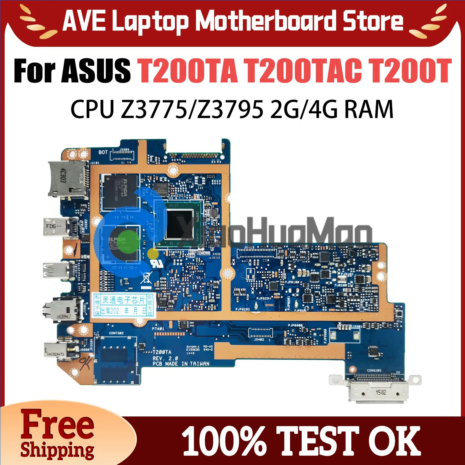 

Notebook Mainboard For ASUS T200T T200T T200TA T200TAC Laotop Motherboard With Z3775 Z3795 CPU 2GB 4GB RAM 32G-SSD 100% Test OK