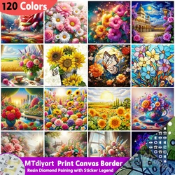 DIY Sunflower Landscape Handpainted Hobby Modern Diamond Painting 120 Colors With Sticker Legend Print Canvas Border Home Decor