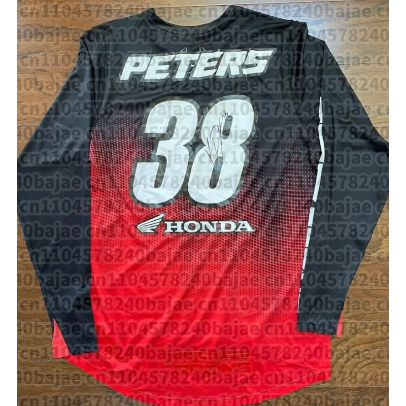 

HONDA Jett Lawrence #38 Classic Retro Motocross Racing Men's Breathable Quick Drying Fashionable Casual Sports Red Long Sleeve