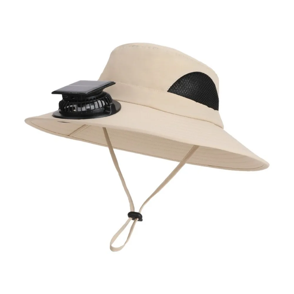 قبعة الشمس واسعة الحواف مع مراوح الطاقة الشمسية تبريد الهواء المضادة للأشعة فوق البنفسجية مروحة تبريد الهواء قبعة المشجعين الشمسية قبعة بحافة واسعة قبعة بحافة