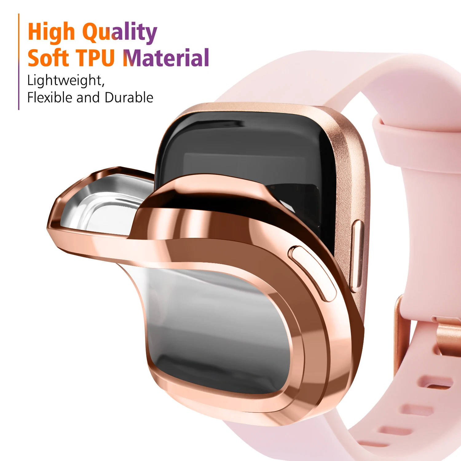 Protector de pantalla de Tpu para Fitbit Versa 2 Versa 3 Versa Lite, carcasa impermeable para reloj inteligente, cubierta de parachoques para Fitbit Versa Sense