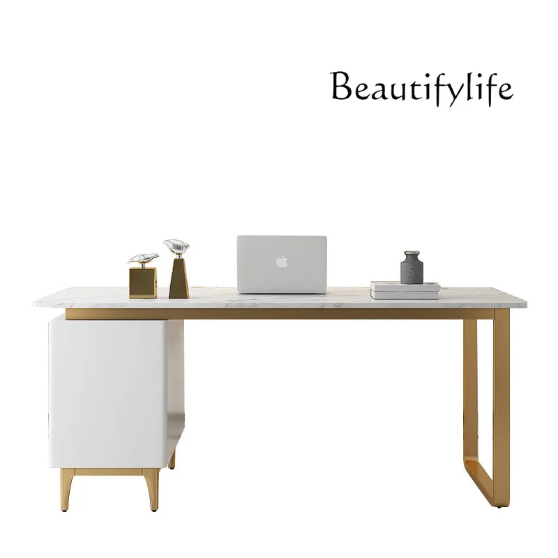 Modern minimalist marble desk and chair combination bedroom with drawers writing desk