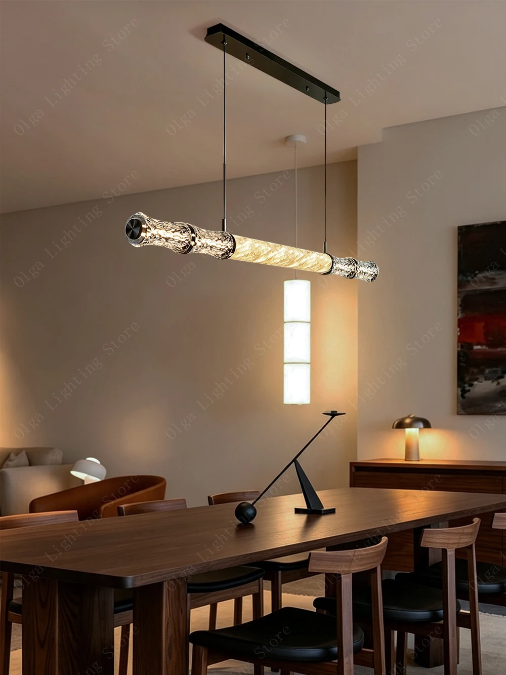 Dining Room Upgrade Luxury Linear Glass Marble Pendant Light Long, Modern Kitchen Island Alabaster Lighting Dimmable Lampen