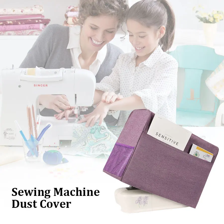 Universal Sewing Machine Cover with Storage Pocket & Side Handles Protective Dust Cover for Most Standard Sewing Machines