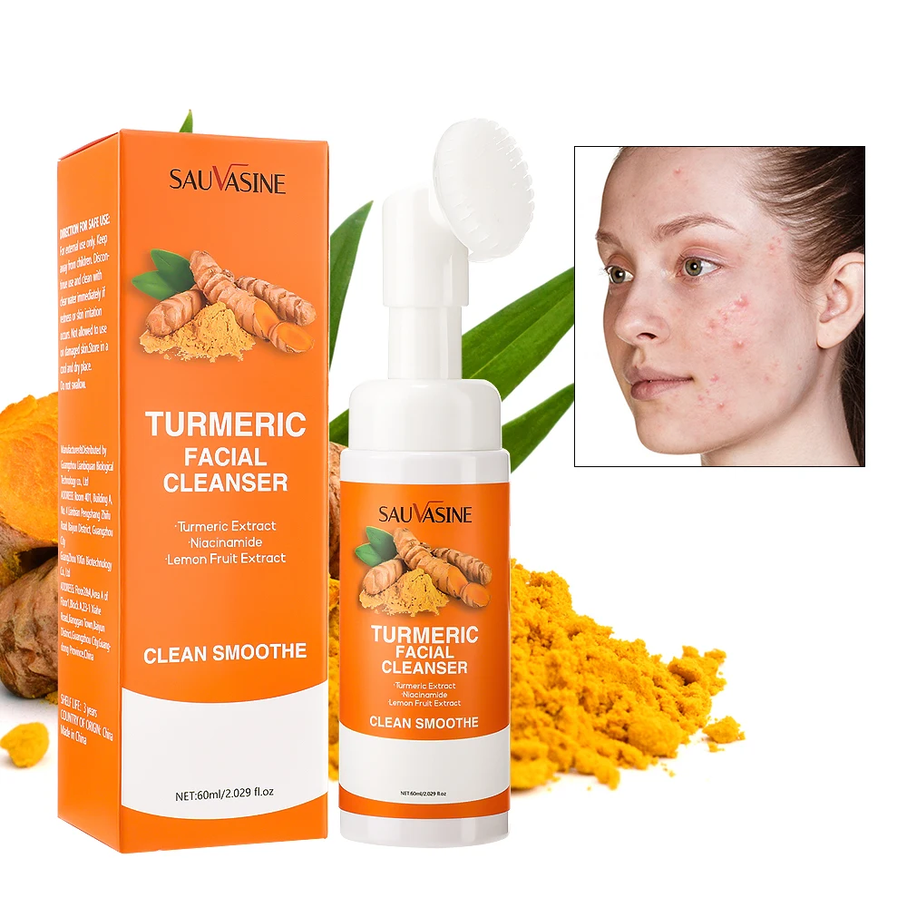 Turmeric Cleanser Dark Spot Remover Oil Control Facial Exfoliating Moisturizing Brightening Skin Care  Rejuvenation Wash Foam