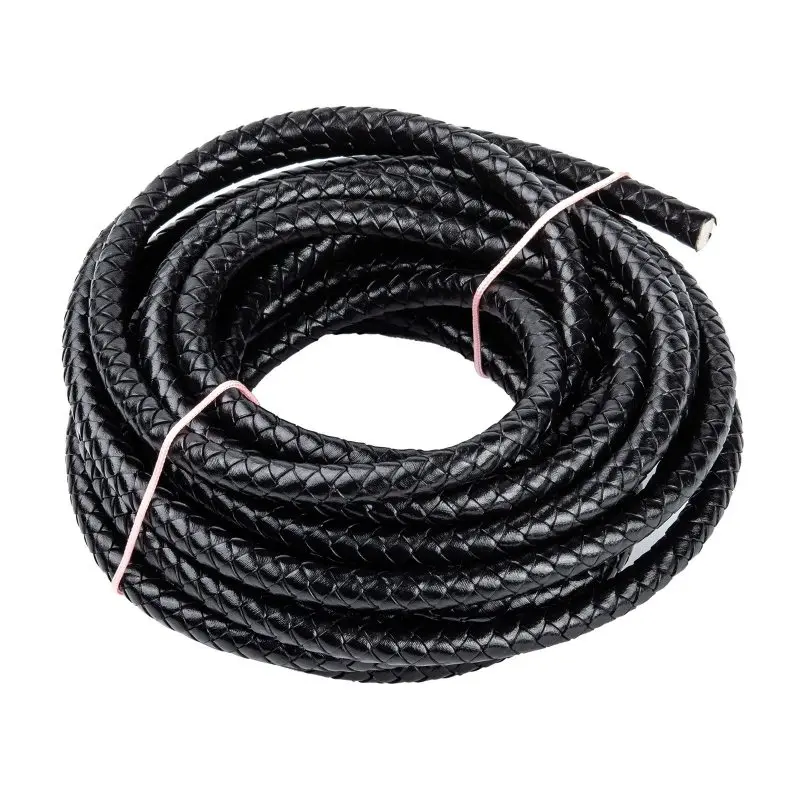 

1 Bundle 4/5/6/8mm Dyed Round Braided Leather Cord Rope String Thread for Jewelry Making DIY Accessories Findings Black Color