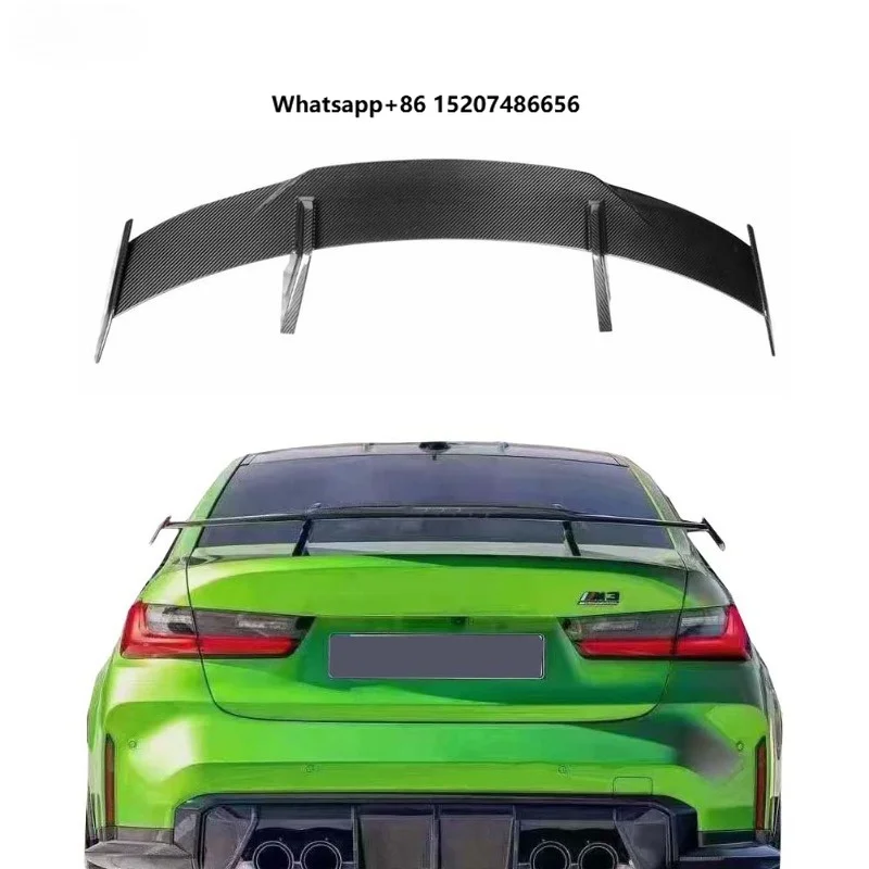 Style Carbon Fiber Polished Finish Rear Trunk Wing for  G80 G82 M3 M4 2020+ (Glue Tape/Screws Installation)