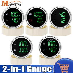 2 IN 1 Digital LED Gauge Water Temperature Gauge + Voltmeter Auto Car Gauge For 12V 24V Car Motorcycle Vehicles with Adapter