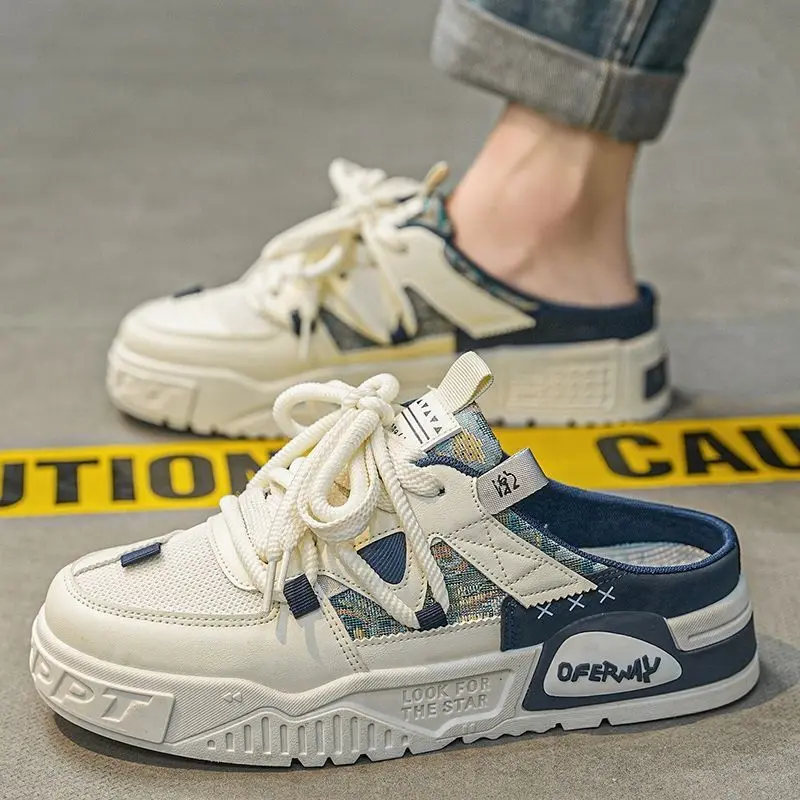 

Half Slipper Men's 2025 Summer New Breathable Trendy Board Shoes Without Heels,niche Baotou Slippers Anti-slip Zapatos De Hombre