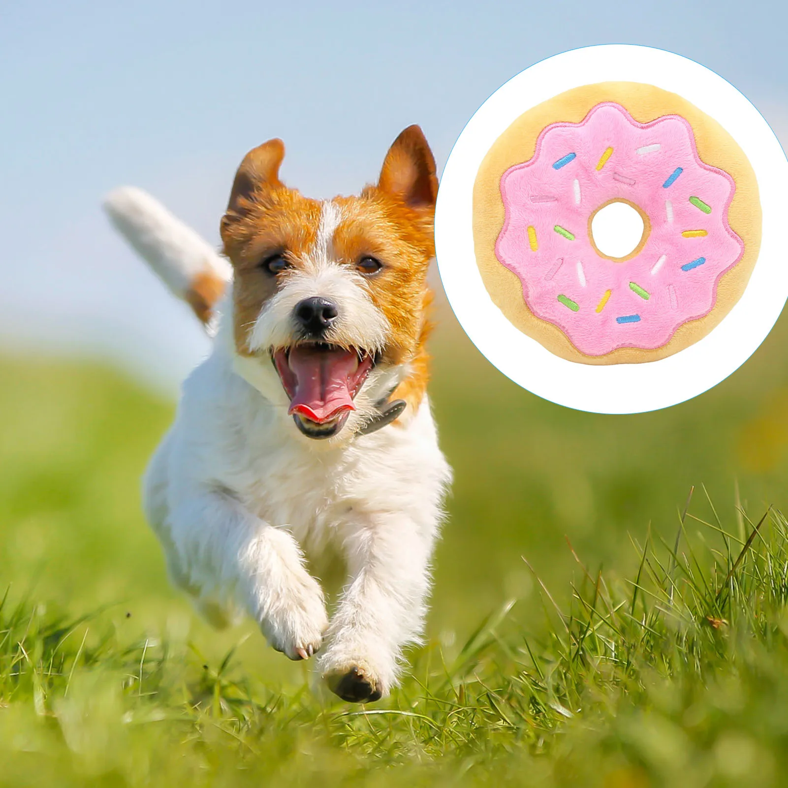 Plush Doughnut Dogs Pets Toy Built-in Sounder Funny Dog Teething Toys Suitable for Increasing Your Bonding