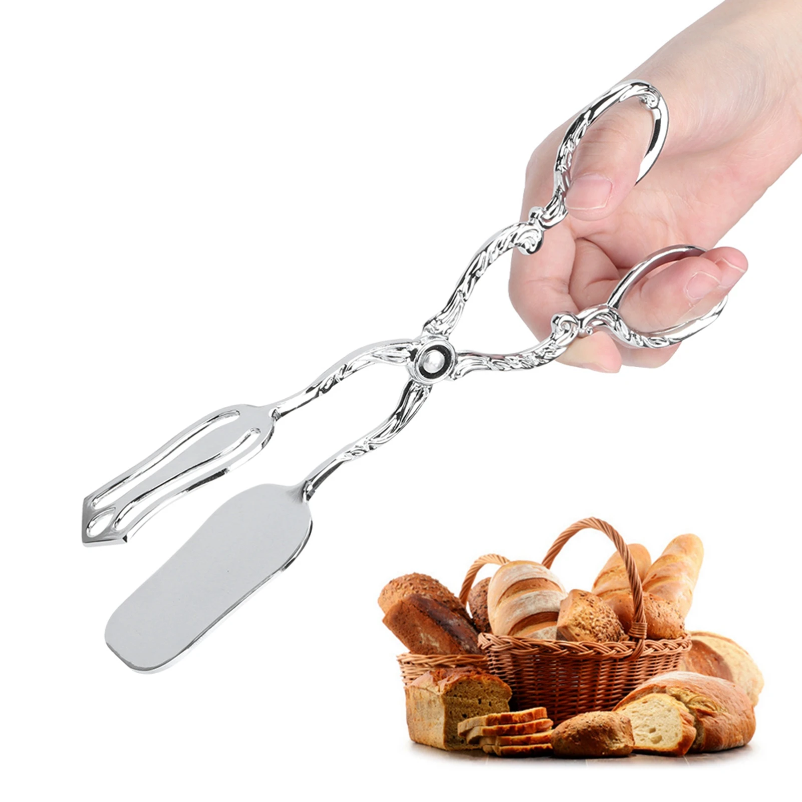 

ZK20 Vintage Food Clip Zinc Alloy Bread Tongs Buffet Party Catering Serving Tongs Kitchen Tableware