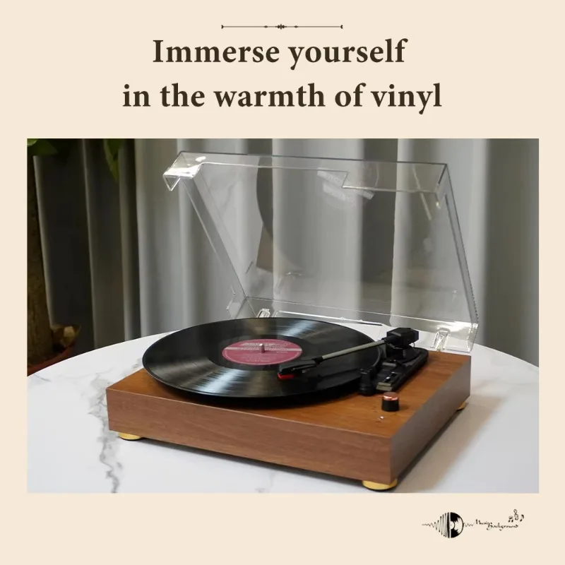 متوفر في المخزون قرص دوار خشبي عتيق 3 سرعات بلوتوث مشغل تسجيلات فينيل هاي فاي مع مكبرات صوت مدمجة لهدايا عيد الميلاد