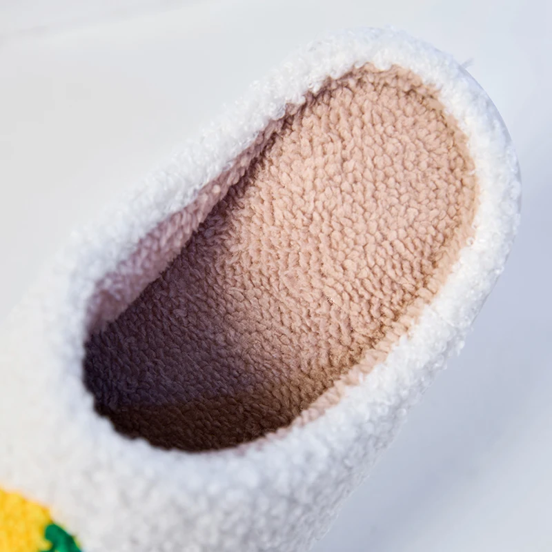 الليمون الفاكهة نمط المرأة نعال من القطن داخلي المنزل دافئ مريح النعال الناعمة عدم الانزلاق مبطن شبشب شتوي سميك #4