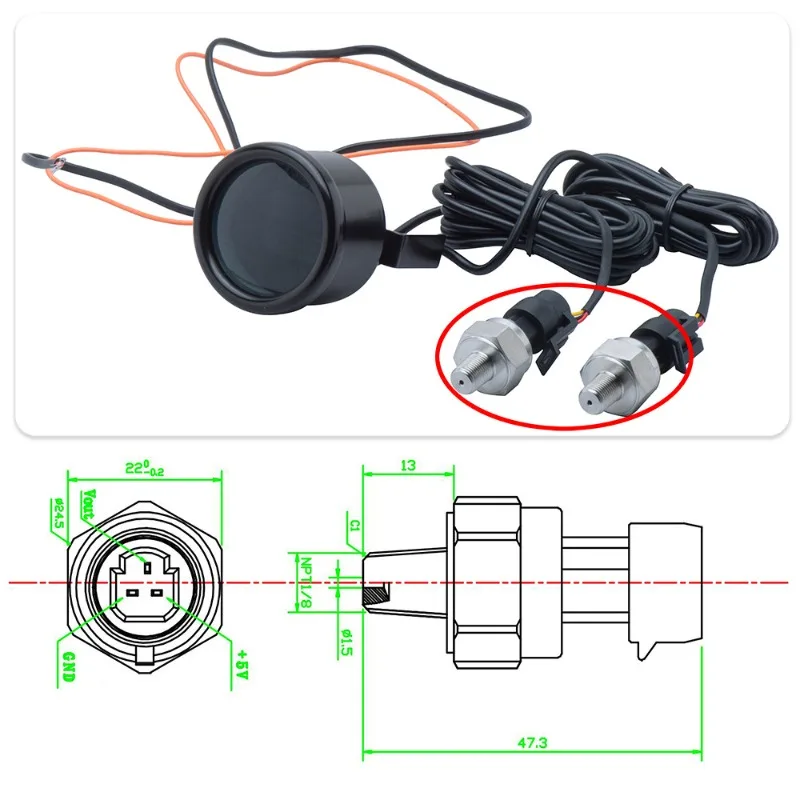 Retrofit, General Purpose 0-232psi Automotive Fuel Common Rail Threaded Stainless Steel 1/8NPT Pressure Sensor