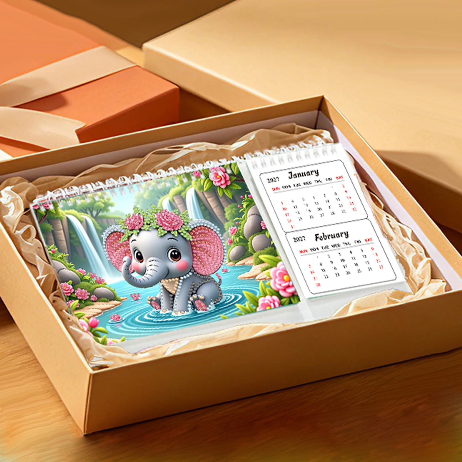 2027 2028 Diamond Painting Calendar Set January 2027 - December 2028 24 Months for Living Room Bedroom Office Desk Gift Giving
