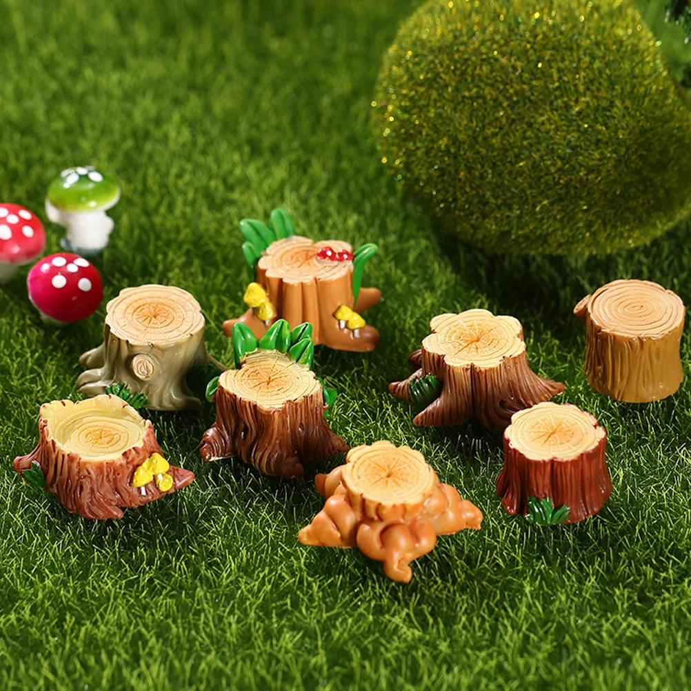 

8Pcs Resin Mini Fairy L Bedroom Tree Stakes Accessories Stump Women Home naments Fairy Stuff Micro Terrarium