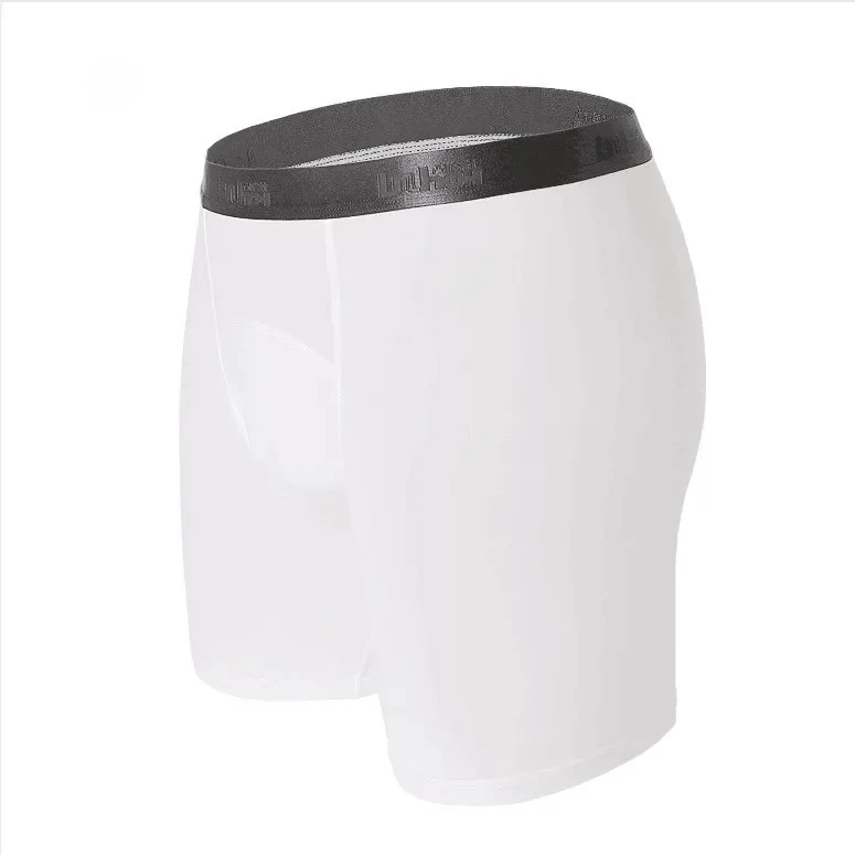 

Men's 6-inch Ice Silk Long Leg Boxer Briefs, Anti-chafe Athletic Underwear with Bulge Pouch