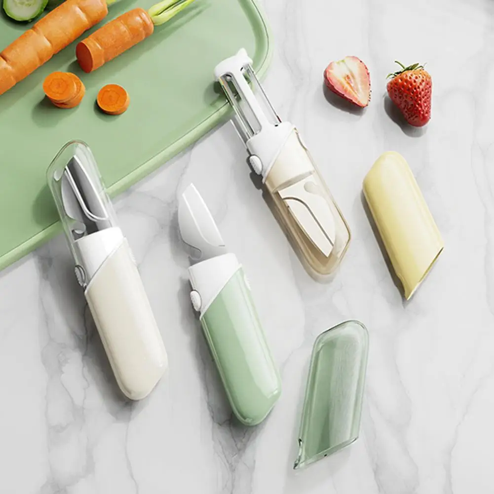 Folding Fruit Knife & Peeler Set Portable Multi-Tool with Stainless Steel Blade Zester Bottle Opener Compact Essential Gadget fo