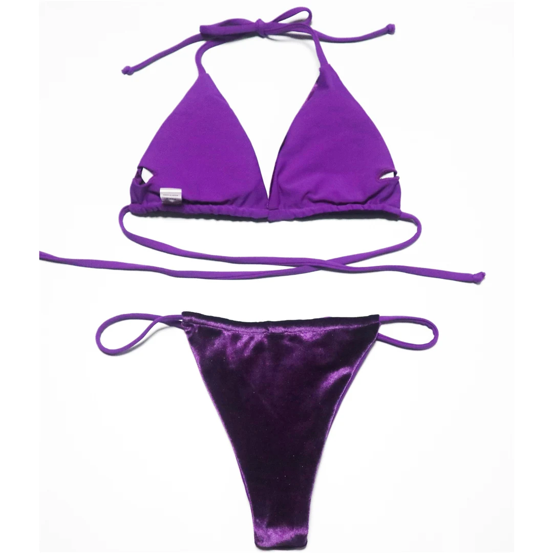17 Farben, Neckholder, hoher Beinausschnitt, gepolstert, zweiteiliger Bikini, Damen-Bikini, Badeanzug, Damen-Badebekleidung, Bather, Schwimmbekleidung V5974 – Detail 22