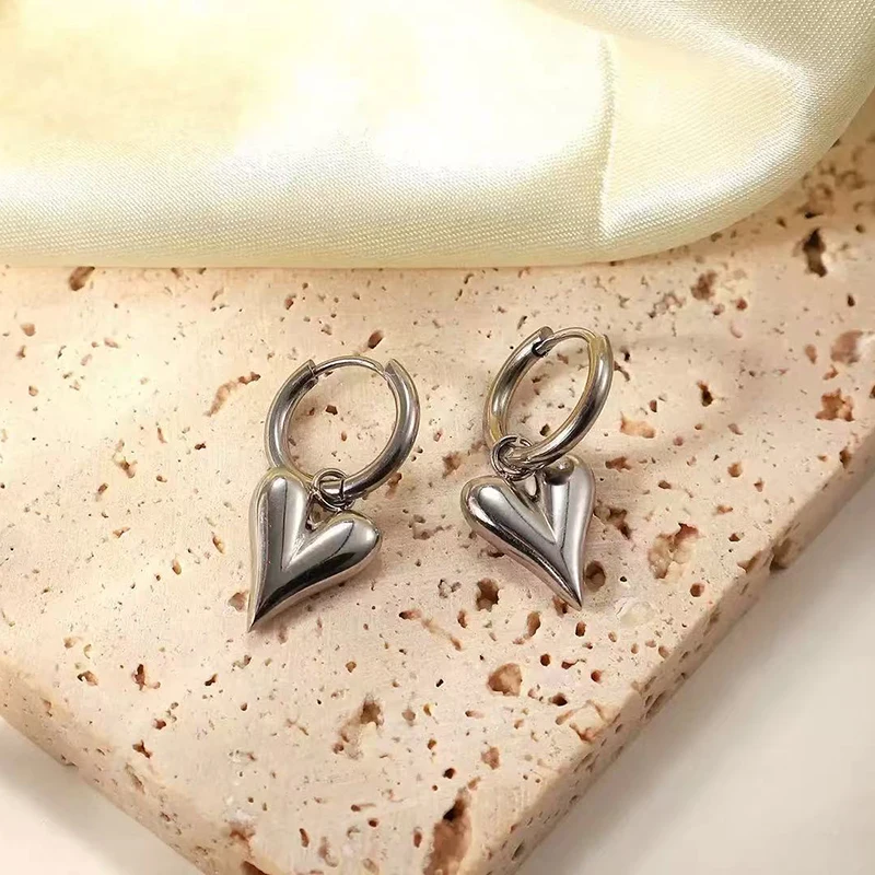 EILIECK 316L Edelstahl Herz-Liebes-Halskette Ohrringe Trendy für Frauen Neues Party-Geschenk Silberfarben Wasserdichtes Schmuckset – Detail 20