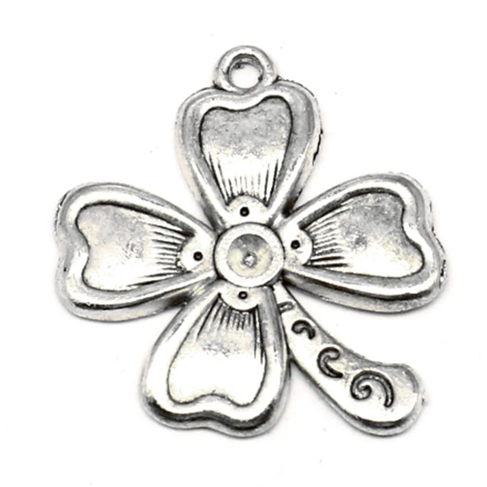 45pcs Wholesale Jewelry Lots Four-leaf Clover Charms Pendant Supplies For Jewelry Materials 24x28mm