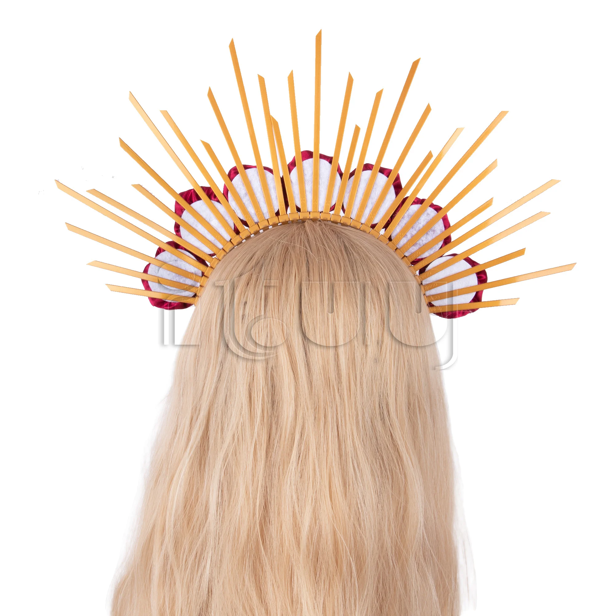 レッドローズスパイクハローパンクかぶとゴシックロリータ KC クラウンヘッドバンド太陽の女神コスプレ衣装ヘアアクセサリー