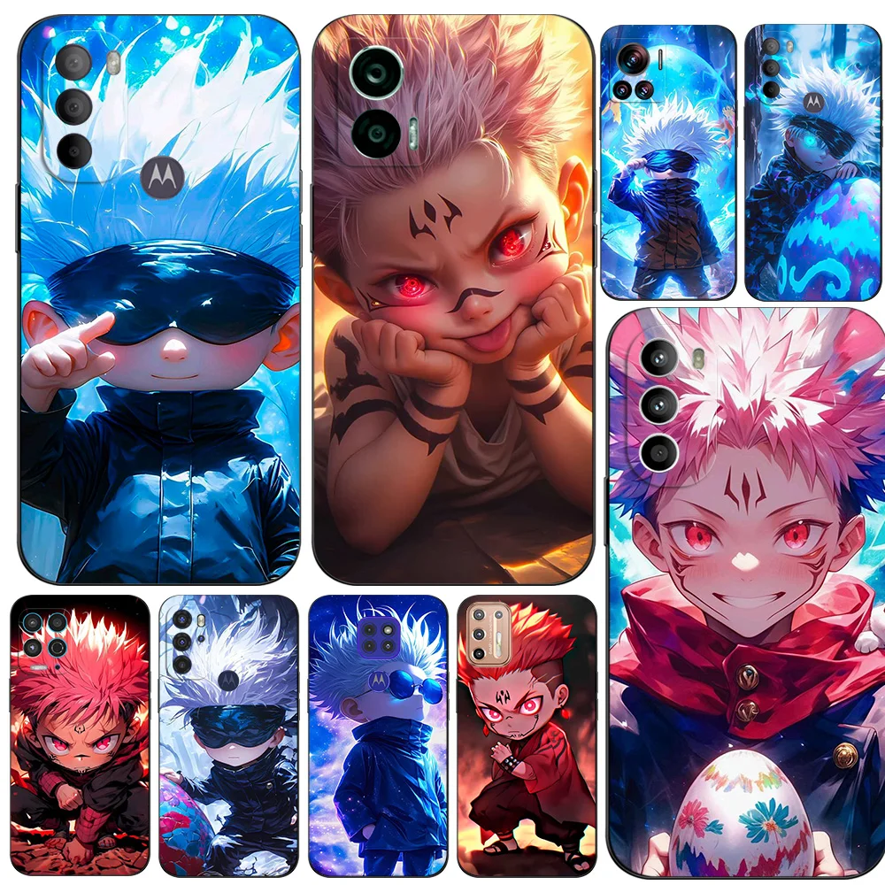 Siyah Tpu kılıf Motorola Moto kenar 40 30 Neo PRO Ultra Fusion 5G E6 artı E6i E6S sevimli mini Gojo Satoru