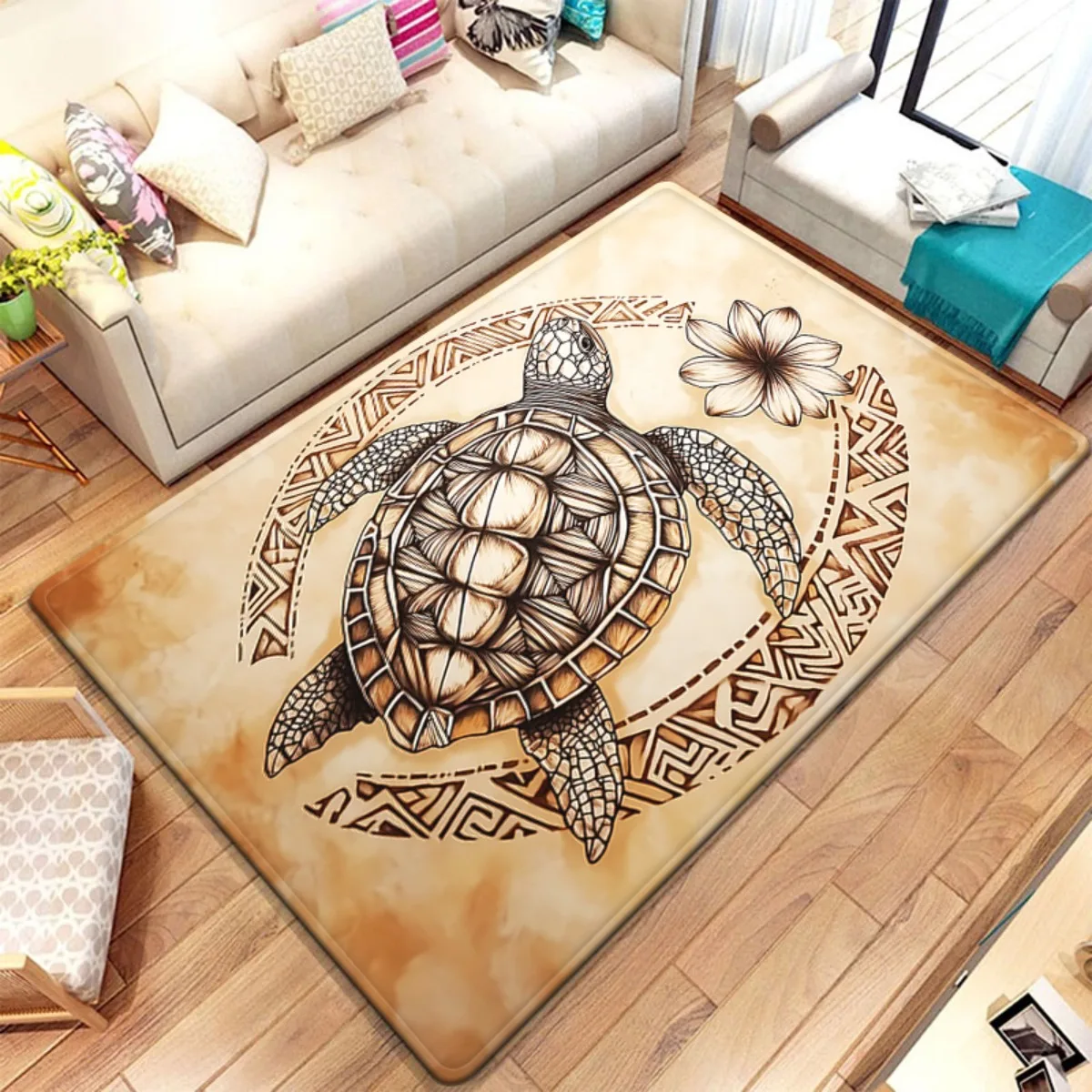 

urtle tribal tattoo design rug boho home decor living room floor mat ethnic pattern animal art soft plush crystal velvet carpet