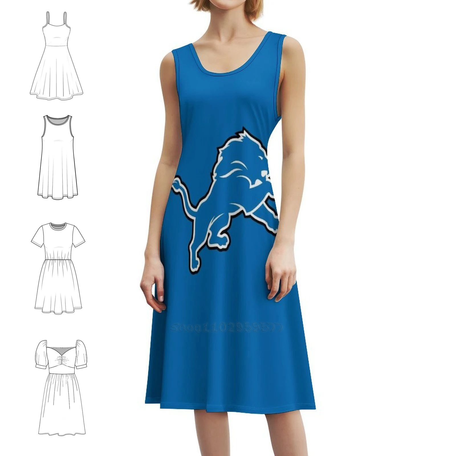 فستان قصير على طراز Lions Preppy للنساء على شكل حرف a فضفاض مناسب فستان يوم غير رسمي رياضي للرجال والنساء ملابس نسائية ممتعة للتدريب