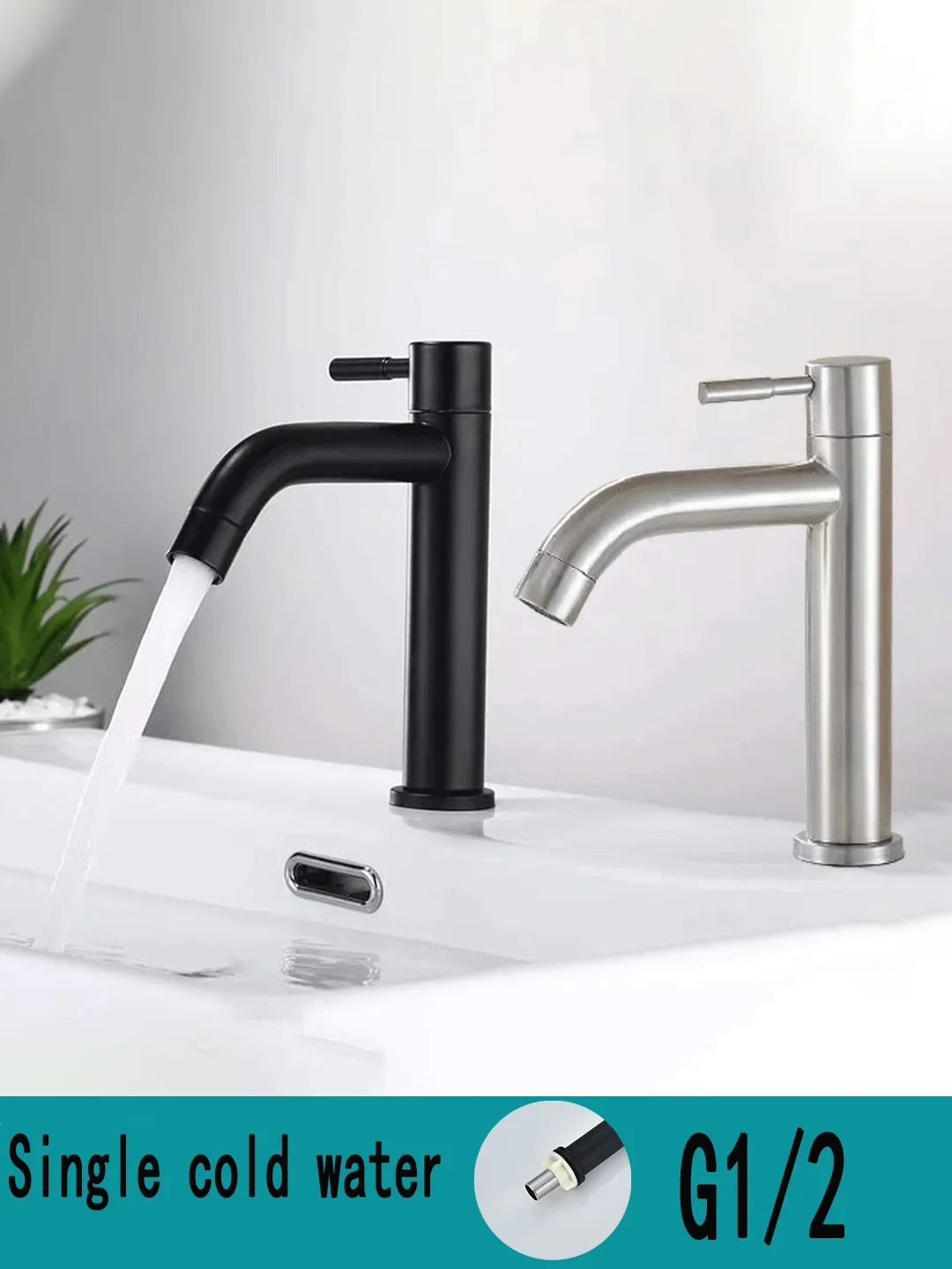 G1/2 'cold basin faucet stainless steel bathroom sink faucet deck installation basin sink faucet