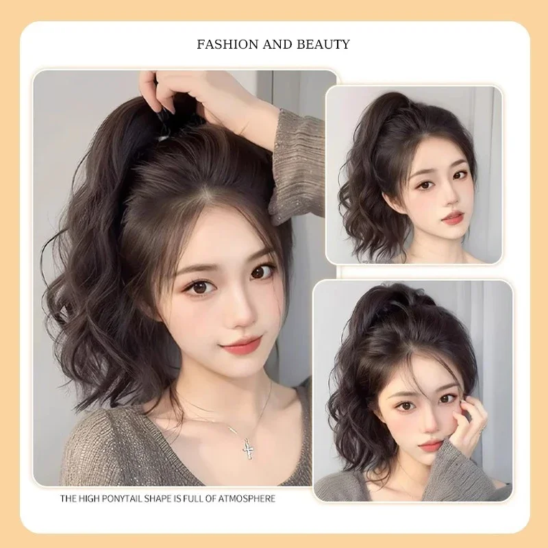 12Inch Curly Synthetic Ponytail Hair Extensions With Elastic Rubber Band Heat Resistant Fiber Ponytail Hairpiece For Daily Wear