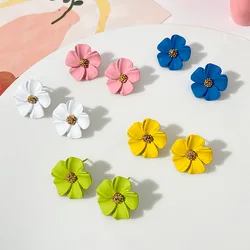 925 Silver Needle Spring Summer Flower Earrings For Women Korean Jewelry 2024 Trendy Sweet Peach Blossom Women's Stud Earrings