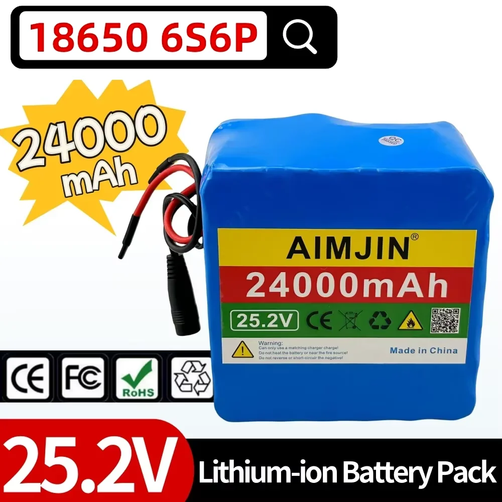 25.2V 6S6P Lithium Battery Pack 24000mAh Rechargeable Battery Suitable for Bicycle Transportation equipment Battery