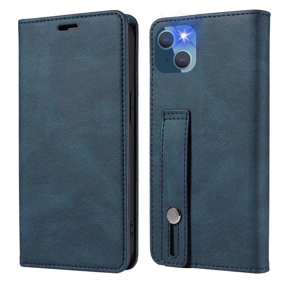 

Strong Magnetic Flip Leather Wallet Phone Case With Strap for iPhone 16 15 14 13 12 11 Plus Pro Max Card Slot Stand Back Cover