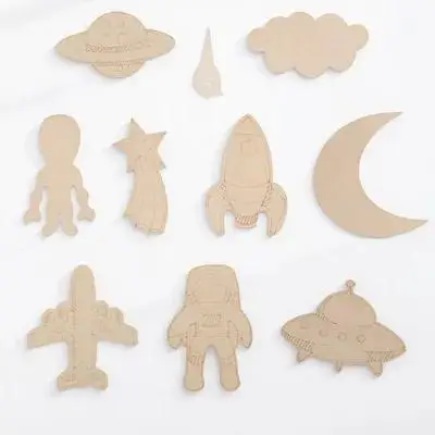 

27 шт., деревянные вырезы для космического пространства, незавершенные поделки из дерева своими руками, домашний декор, тема инопланетянина, пустые украшения, ремесленные швейные инструменты